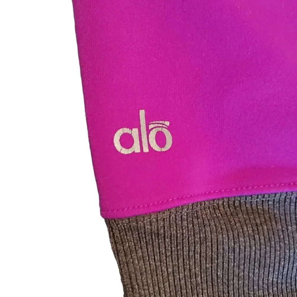 Alo Yoga Ice Goddess Ribbed Legging Purple & Grey Extra Long Stretch XS 2-4